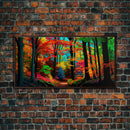 The Sacred Grove, Fantasy Art, Pop Art Forest Landscape, Framed Canvas Print, Colorful Forest Painting, Living Room Art