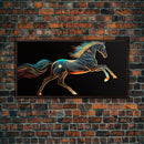 Steampunk Horse Automaton, Pop Art, Framed Canvas Print, Unique Wall Art, Living Room Decor, Huge Oversize Retro Style Art