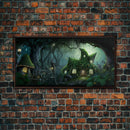 Gnome City, Wall Art, Fantasy Canvas Print, Framed Art, Tiny Gnome Houses On The Forest Floor