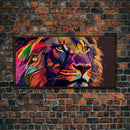 Pop Art Lion Framed Canvas Print Wall Art , Natural And Vivid Wall Decor , Modern Wall Art, Extra Large Wall Art, Lion Watercolor Painting