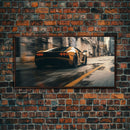 Cool Supercar Art, Framed Canvas Print, Cyberpunk Sportscar Painting, Futuristic Supercar Painting, Man Cave Decor, Gift For Him, Car Guy