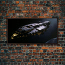 The Frigate, Cool Scifi Wall Art, Scifi Art, Framed Canvas Print, Gull Wing Space Ship, Unique Art, Alien Wall Art
