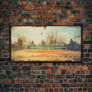 An Abandoned Tennis Court - Old Found Footage Photography - Framed Canvas Print - Urban Decay - Vaporwave Wall Art