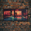 Midcentury Modern Wall Art, Framed Canvas Print, Retro MCM Decor, Minimalist Decor, Sunset Over An Indoor Pool, Eclectic Architecture Art