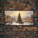 Retro Christmas Village Framed Christmas Wall Art - Framed Christmas Art - Canvas Art - St. Nicholas - Winter Wonderland Centerpiece