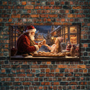 Santa Art Canvas Print - Santa Sharing a Cake - Christmas Art - Santa Art Print - Christmas Wall Art - Santa Decor - Christmas Art Print