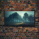 Gloomy Spooky Forest, ready to hang canvas print wall art, Lakehouse Cabin Wall Decor