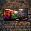 Box car graffiti art, wall decor, train box car, ready to hang canvas print wall art, rainbow train wall art