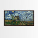 Haunted Countryside, Framed Canvas Print, Spooky Starry Night Inspired Halloween Wall Art