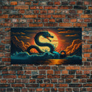 Jormungandr The Sea Serpent, Pop Art, Framed Canvas Print, Fantasy Art, Norse Mythology, Nordic / Viking Wall Art