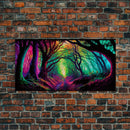 The Secret Grove, Fantasy Art, Pop Art Forest Landscape, Framed Canvas Print, Colorful Forest Painting, Living Room Art