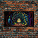The Path through The Trees, Fantasy Art, Framed Canvas Print, RPG concept Art, Magical glowing forest
