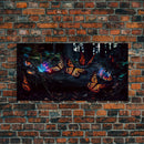 Glowing butterflies, fantasy forest wall art, framed canvas print, mother's day, mom gift, monarch butterflies