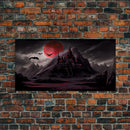 Horror Art, Haunted Castle and Blood Moon, Framed Canvas Print, Goth Art, Gothic Decor, Cool Wall Art