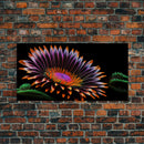 Neon Flowers Wall Art, Framed Canvas Print, Original Flower Painting, Mother's Day Gift, Floral Decor, Black Background Flower Art