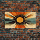 Abstract Midcentury Modern Sunburst, Canvas Print, Art Deco Style wall art, sun with sun rays, sun burst, boho style, ready to hang
