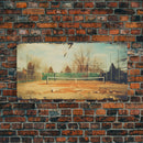 An Abandoned Tennis Court - Old Found Footage Photography - Framed Canvas Print - Urban Decay - Vaporwave Wall Art