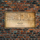 Denver map print poster canvas, Colorado map print poster canvas, Denver city map print poster canvas, framed road map art, office decor