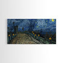 The Haunted Bridge, Framed Canvas Print, Spooky Home Decor, Starry Night Inspired