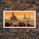 Futuristic Alien Desert World, Scifi Art, Framed Canvas Print, Cool Wall Art