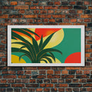 Midcentury Style Art Deco Palm Leaf, Framed Canvas Print, Framed Art, Wall Decor, Palm Tree, Tropical Art, green and gold art