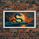 Jormungandr The Sea Serpent, Pop Art, Framed Canvas Print, Fantasy Art, Norse Mythology, Nordic / Viking Wall Art