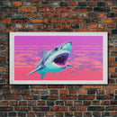 Shark Wall Art, Animal Wall Decor, Ocean Wall Art, Nature Wall Decor, Panoramic Wall Decor, Canvas Print, Wall Art, Framed Canvas Art