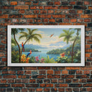 Animal Wall Art, Bird Art Print, Wall Hanging, Parrot Painting, Tropical Wall Art, Panoramic Art, Wall Art, Canvas Art, Landscape Art