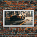 Cool Supercar Art, Framed Canvas Print, Cyberpunk Sportscar Painting, Futuristic Supercar Painting, Man Cave Decor, Gift For Him, Car Guy