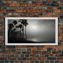 Black And White Florida Rain Storm, Framed Canvas Print, Liminal Art, Liminal Spaces, Framed Wall Art, Office Decor, Dark Moody Art
