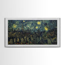 Starry Night Inspired Haunted Cemetery, Framed Canvas Print, Spooky Season Gift Idea, Halloween Decor, Halloween Prop