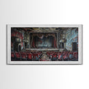 Creepy Abandoned Theater, Framed Canvas Print, Macabre Theatre, Dark Academia, Halloween Decor, Spooky Seasonal Wall Art