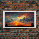 Mountain Sunset Oil Painting On Canvas, Canvas Print, Ready to hang gallery wrapped nature canvas print