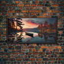 Pacific Northwest Photography Print, Beautiful Lake With Canoe In The Fall, Framed Canvas Print, Photography Decor, Fall Decor