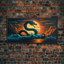 Jormungandr The Sea Serpent, Pop Art, Framed Canvas Print, Fantasy Art, Norse Mythology, Nordic / Viking Wall Art
