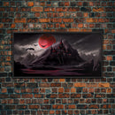 Horror Art, Haunted Castle and Blood Moon, Framed Canvas Print, Goth Art, Gothic Decor, Cool Wall Art