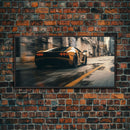 Cool Supercar Art, Framed Canvas Print, Cyberpunk Sportscar Painting, Futuristic Supercar Painting, Man Cave Decor, Gift For Him, Car Guy