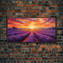 Lavender Fields, Framed Canvas Print, Purple Art, Southwestern Decor, Farmhouse Art, Centerpiece Art, Digital Wall Art, Landacape Painting