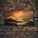 The Angry Sea, Framed Canvas Print, Oil Painting Reproduction, Ocean Art, Beautiful Sunset Over The Ocean Wall Art, Contemporary Art