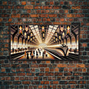 Art Deco Train Station - Retro Decor - Framed Canvas Print - Subway Art - Art Deco Pattern - Unique Retro Wall Art - Gift For Him