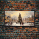 Retro Christmas Village Framed Christmas Wall Art - Framed Christmas Art - Canvas Art - St. Nicholas - Winter Wonderland Centerpiece