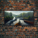 Flowing River wall decor, ready to hang canvas print wall art, blue river cabin art, lake house art