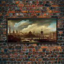 Victorian Steampunk Cityscape, Concept Art, Ready To Hang Canvas Print, Framed Wall Art
