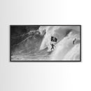 Surfer Waving A Skull and Crossbones Flag While Surfing - Framed Canvas Print - Cool Modern Art - Office / Mancave Decor Gift For Him