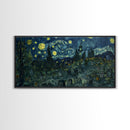 Starry Night Inspired Haunted Graveyard Framed Canvas Print, Halloween Wall Decor, Halloween Props, Halloween Gift Idea