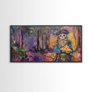 Do Ghost Pirates Eat Pizza? The Answer is Yes. Funny Halloween Wall Art, Framed Canvas Print