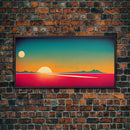 Art Deco Wall Decor, Wall Art, Framed Canvas Print, Retro Style Sunset Art, Scifi Wall Decor, 2 Suns