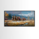 Tribal Warriors Journeying Through Snowy Landscape, Perfect Wall Art, Framed Canvas Print for Living Room or Bedroom Decor, Historical Art