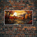 Stained Glass Style Wall Art Canvas Print Fall, Framed Wall Art, Seasonal Decor, Fall Seasonal Art, Fall Centerpiece Decor, Fall Wall Decor