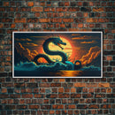 Jormungandr The Sea Serpent, Pop Art, Framed Canvas Print, Fantasy Art, Norse Mythology, Nordic / Viking Wall Art